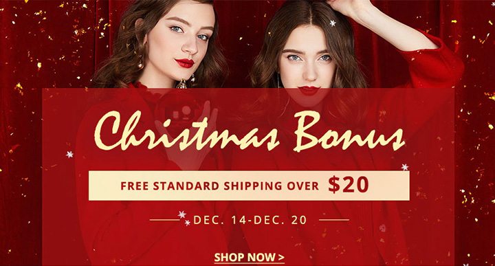 Zaful Christmas Bonus: Free Standard Shipping Over $20
