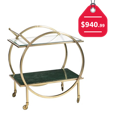 Bradburn Home Green Marble Bar Cart, $940.99