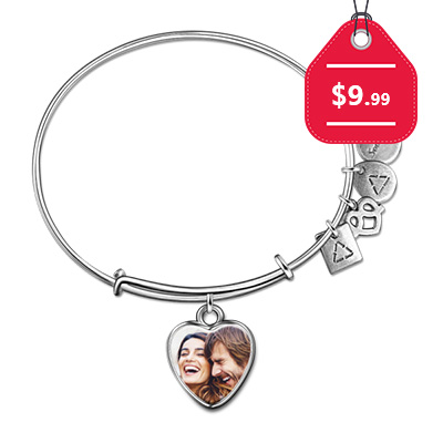Heart Personalized Engravable Photo Charm Bangle, $9.99