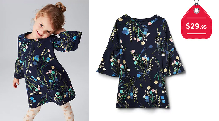 Floral Fleece Bell-Sleeve Dress, $29.95