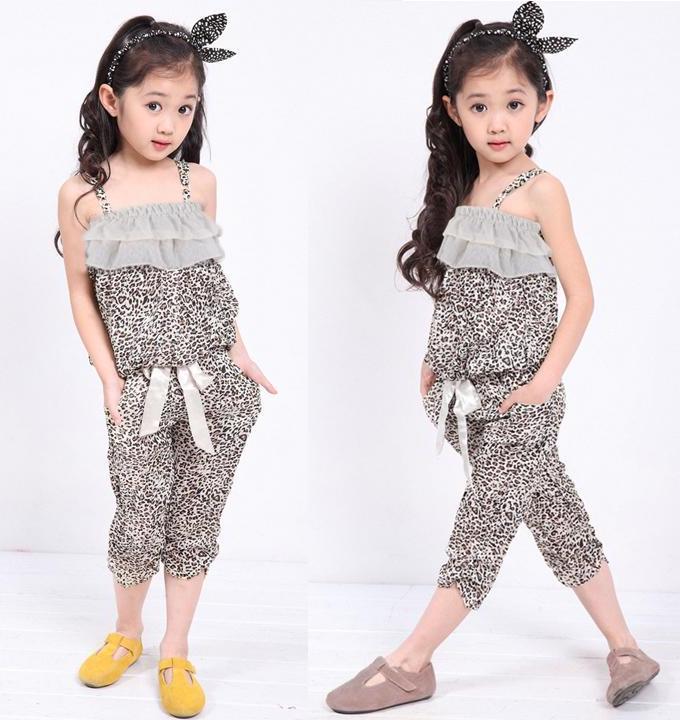 Leopard Kids Girl's Strap Top + Shorts Clothing Summer Outfits & Sets