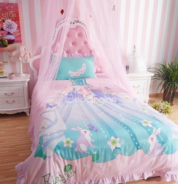 Lovely Magic Fairy Dress Pattern Kids Cotton 4-Piece Duvet Cover Sets