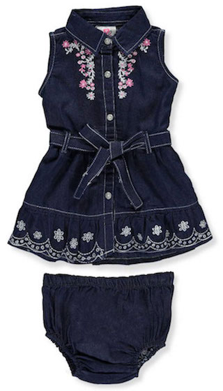 Baby Girls' Belted Dress With Diaper Cover Floral