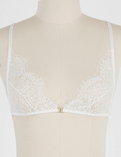 Choies White Button Front Lace Soft Triangle Bra