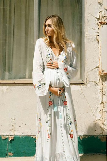 Youdesign Cotton Maternity Gown In White Colour
