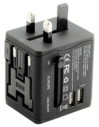 WAZA® Universal Travel Adapter 2.1A 2 USB Charging Ports