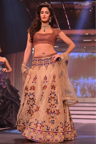 Bollywood Style Katrina Kaif Net And Silk Lehenga In Cream Colour NC413