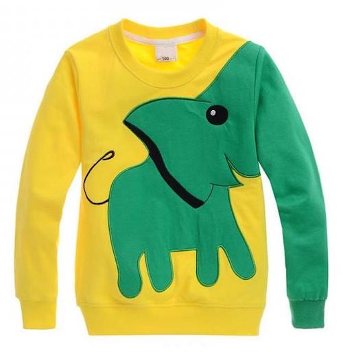 Patpat Cute Elephant Applique Long-sleeve Pullover for Boys