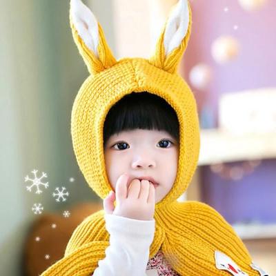 Lovely Knitted Rabbit Design Hat with Cape for Toddler