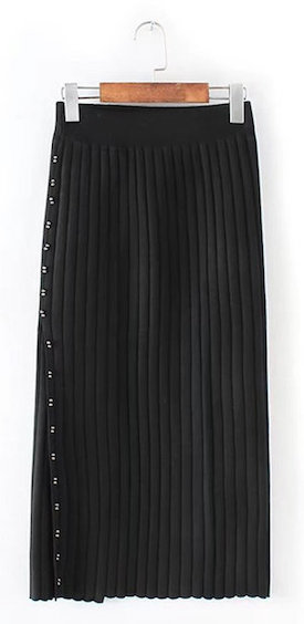 Sexy Women Solid Elastic Waist Side Split Knit Skirts
