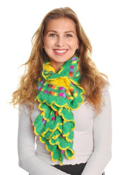  Angelina Winter Warmth Knit Ruffle Rainbow Stripe Scarves
